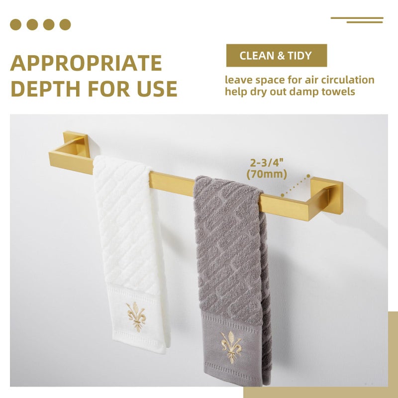 Angle Simple Bath Towel Bar 23.74", Angle Simple SUS304 Stainless Steel Bathroom Towel Holder, Shower Towel Rod, Single Towel Hanger Bar, Clothing Towel Rack for Wall, Brushed Dark Gold - Image 4